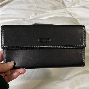 Coach | Vintage | Black | Leather | Folding Wallet | Twist Metal Lock | Stitched